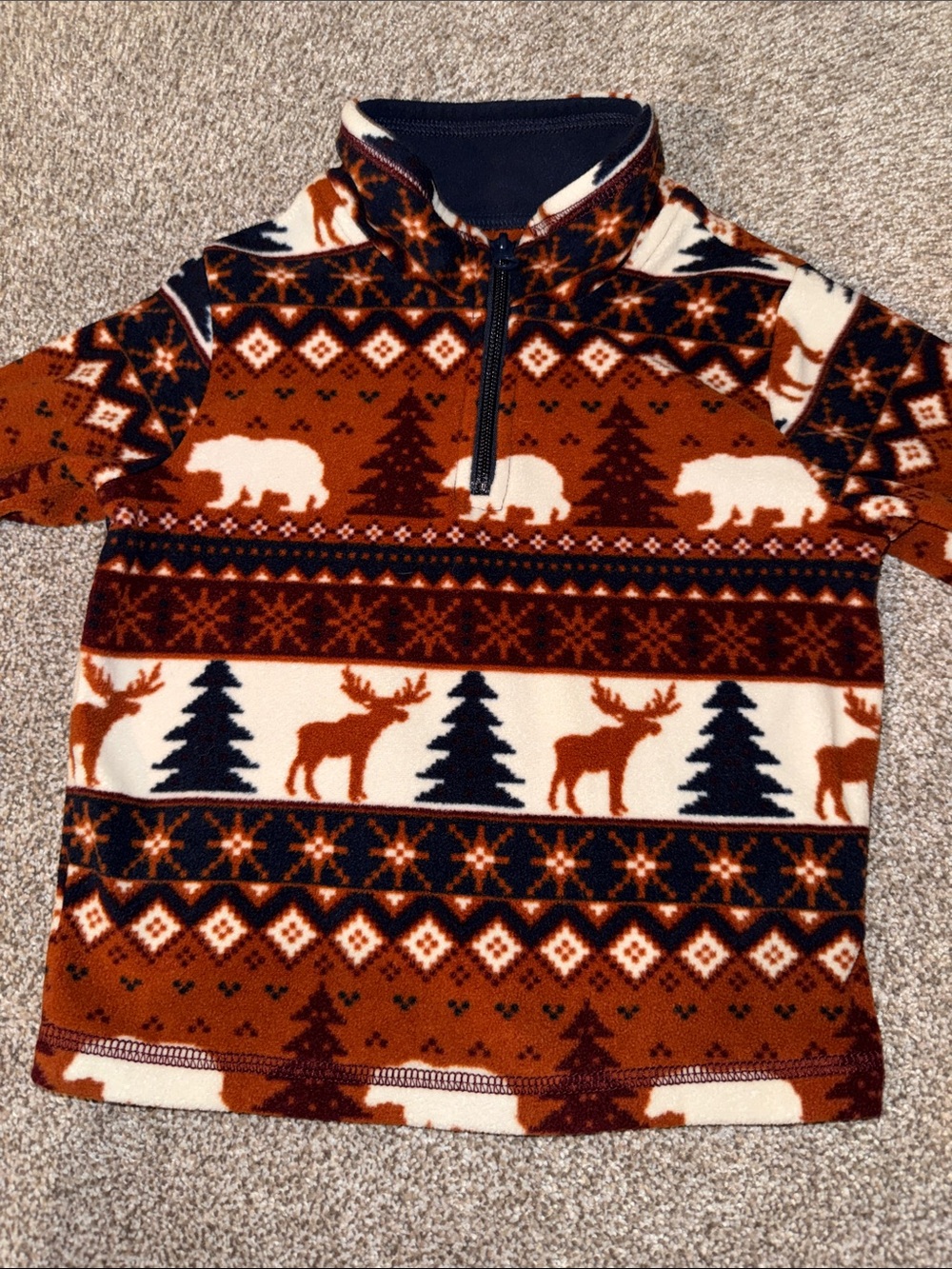 The Children's Place Rust, Navy & Cream Fleece 1/4-Zip Pullover